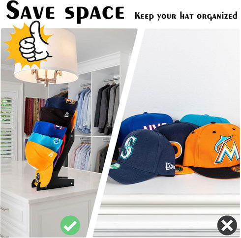 HAYVAN Hat Racks for Baseball Caps Set of 2 - Wall Mount or Stand Up, Acrylic Display and Storage for Up to 10 Caps