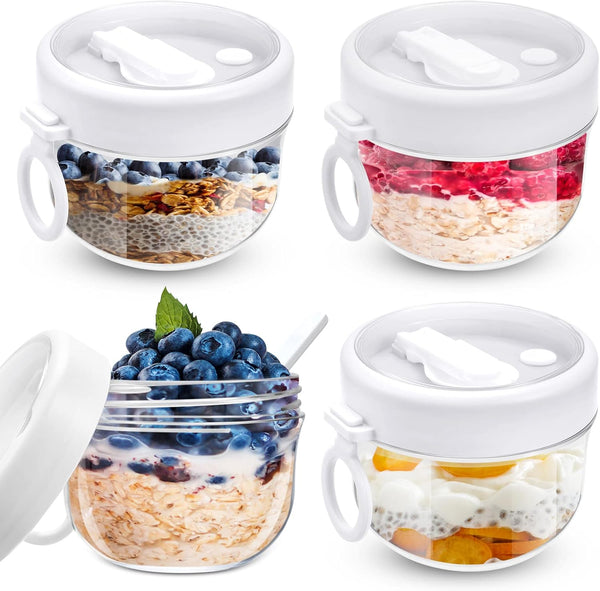 Gerrii 4 Pcs Overnight Oats Container with Lids and Spoons, 20 oz