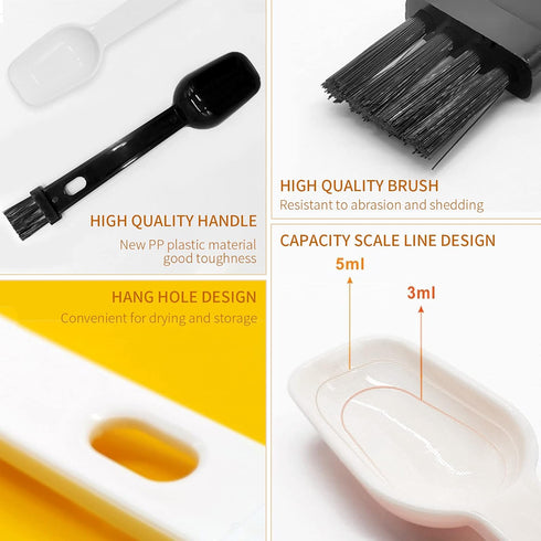 Coffee Spoon with Espresso Grinder Brush - 4 PCS 2 in 1 Tool for Cleaning Espresso Machines & Scooping Tea Powder