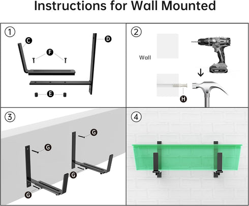 Y&M 2 Pack Adjustable Planter Box Brackets (6 to 12.5 in), Heavy Duty Iron Flower Box Wall Mounting Hooks for Garden