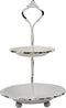 Stonebriar Small 2 Tier Worn White Metal Tray, Rustic Farmhouse Decor, Tiered Jewelry Tray for Vanity or Bathroom, 9.25"