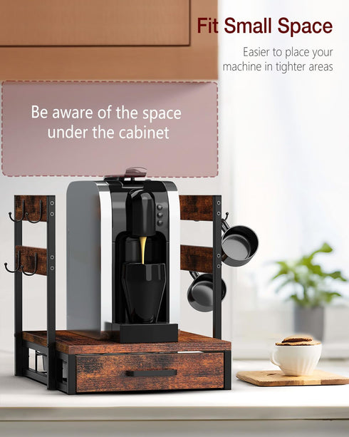 K Cup Holder Drawer, Coffee Pod Organizer for Counter, Sturdy K-Cup Storage Drawer with Mug Rack, 35 Pods Capacity,