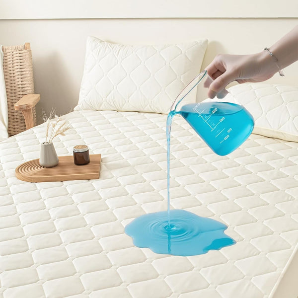 Waterproof Mattress Protector King, 18 Deep Pocket King Mattress Topper+2pcs Pillow Cases