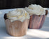 Woodgrain Cupcake Wrappers for Rustic Weddings, Set of 24 Reversible Woodsy Cup Cake Holder Wraps, Brown