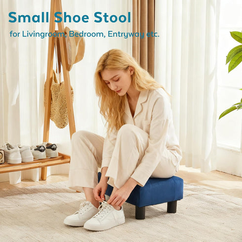 Small Foot Stool Ottoman, Velvet Footstool Ottoman Foot Rest for Couch, Rectangle Footstools and Ottomans Small