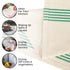 Stripe Kitchen Towels Decor, 18x28 in Cotton Dish Towels, Boho Embroidery Festive Gift Set of 6 (Green)