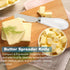 Set 2, Set Butter Spreader Knives of Stainless Steel Butter Knife with Porcelain Handles, Blunt Edge Cheese Spreader