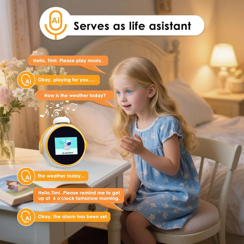 Lemonkylin Kids,3-15 2.4G 2.8 Inch AI Clock, Alarm Clock for Kids, Clock with ChatGPT, AI Device, Sound Machine to Wake