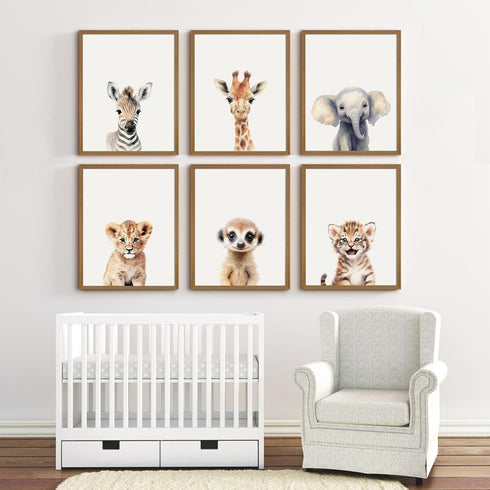 Joocrise Set 6 8x10 Inch Safari Nursery Wall Art Decor of Baby Animal Wall Art Kids Canvas Wall Art Safari Nursery