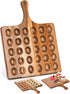 Okllen 30 Holes Reversible Wooden Deviled Egg Platter with Handle, Acacia Wood