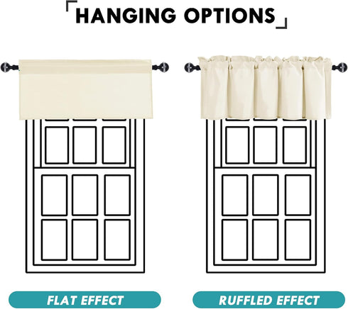 JIUZHEN Ivory Valance Curtains for Kitchen Window, 52 x 18 Inches, 1 Panel, Thermal Insulated for Living Room/Basement