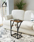 NEFROM Set 2, ET-D-BRW2 C-Shaped End Tables, Sofa TV Trays of Small Couch Side Table for Living Room, Bedroom, Bedside