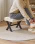 12" WBD012W IBUYKE Small H Footrest Stool, Square PU Foot Stool with Metal X-Leg, Multi-Use as Small Side Table, Step