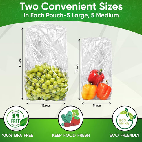 30-Pack Reusable Produce Bags for Refrigerator, Keeps Fruits, Vegetables & Herbs Fresh Longer