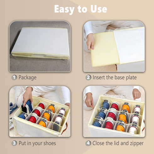 2 Pack Closet 24 Patinao Shoe Storage Box Organizer for - Cell Space Saver Shoes Containers Bin with Clear Lids