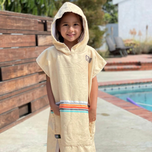 Kids Unisex Changing Swim Poncho Towel Robe - Retro-Sand by COR Surf