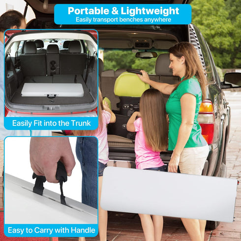 6 (1-Pack) Dkelincs ft Folding Bench, Portable Plastic Outdoor Bench for Picnic Camping Dining Party - Lightweight