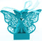 50 Pieces Butterfly Laser Cut Favor Boxes DIY Wedding Birthday Gift Candy Boxes with Ribbons (Skyblue)