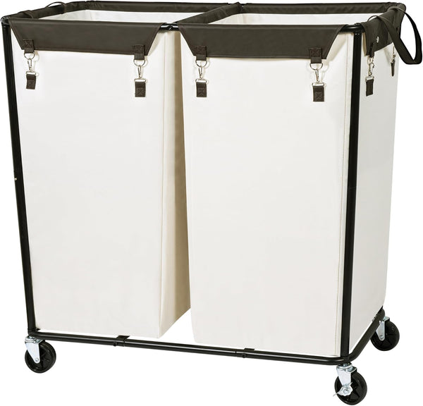 STO STO 280L Rolling Industrial Laundry Hamper with Wheels, 2-Compartment Extra Large