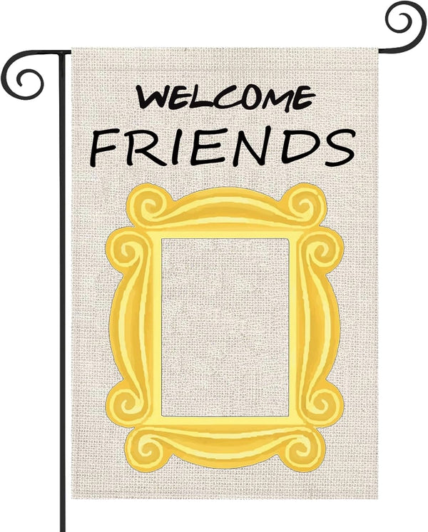 ZJXHPO Welcome Friend Garden Flag, Inspire Gift Novelty Outdoor Flag for Garden Decor