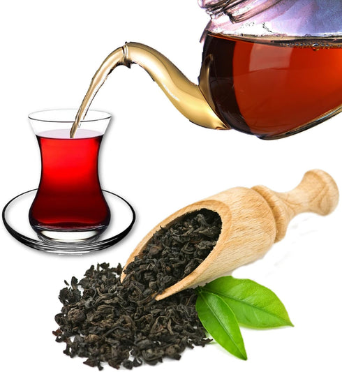 ums Turkish Tea Glass Set, Slim Waist Design, 12 Pieces for 6 People, Includes Glasses & Saucers