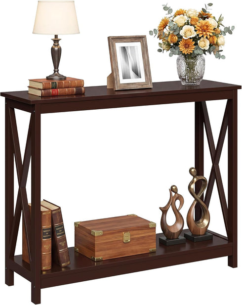 ZENY Console Table, Entryway Table, Narrow Sofa Table with 2-Tier Shelves, Entrance