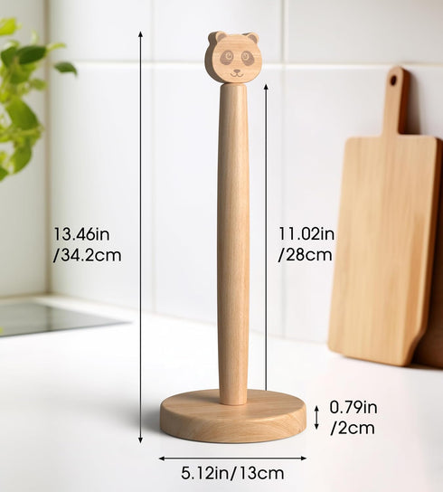 Countertop KitchLife Cute Wooden Paper Towel Holder - Solid Freestanding Paper Towel Dispenser Stand Organizer