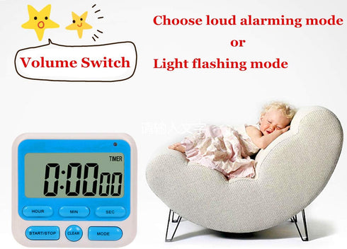 24-Hours Digital Kitchen Timer, Upgraded 12-Hour Display Clock, Big Digits, Loud Alarm, Count-Up & Count Down, 4 Pack