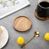 4.33in, Set 6 WLWNWFT Acacia Wood Coasters for Drinks with Lip Round Drink Coaster with Holder for Coffee Dining Table