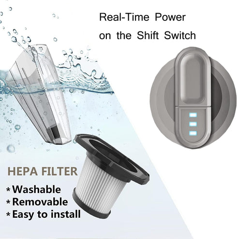 Dust Buster Upgrade Cordless Handheld Vacuum, 12000PA-16500PA High Power with Display for Car, Home, Office, and Pet