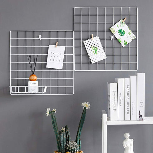 GBYAN Wall Grid Panel Accessories, Wire Grid Baskets Shelf Organizer for Wire Board, White
