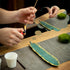 Incense Stick Holder Burner, Ceramic Green Feather 9 Inch Handmade Incense Tray for Meditation & Home Decor