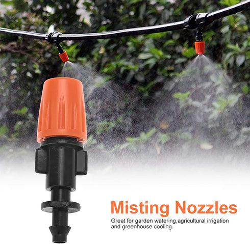 Zerone 50 Pcs Misting Nozzles for Drip Irrigation, Adjustable Atomizer Sprinkler Head Kits