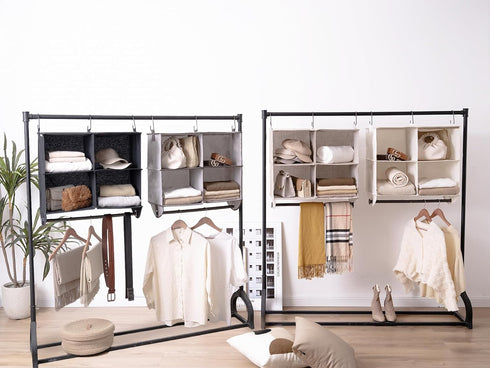 Closet 4-Section Closet StorageWorks Hanging Organizer with Metal Rod, Organizers and Storage, Collapsible Hanging