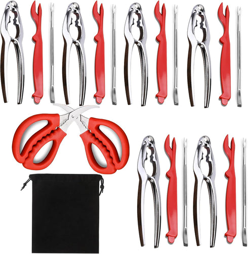 Rkiiqii 2026 Upgraded 20PCS Seafood Tool Set, Includes 6 Crab Leg Crackers, 6