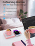 15W 3A 3 Settings 8H Coffee Mug Warmer with Wireless Phone Charger & USB Charging Port, Temp & Auto Shut Off, Candle
