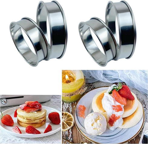 12PCS Cooking Rings - 4 + 3.15 Inch Double Rolled Stainless Steel English Muffin Rings for Kitchen Baking