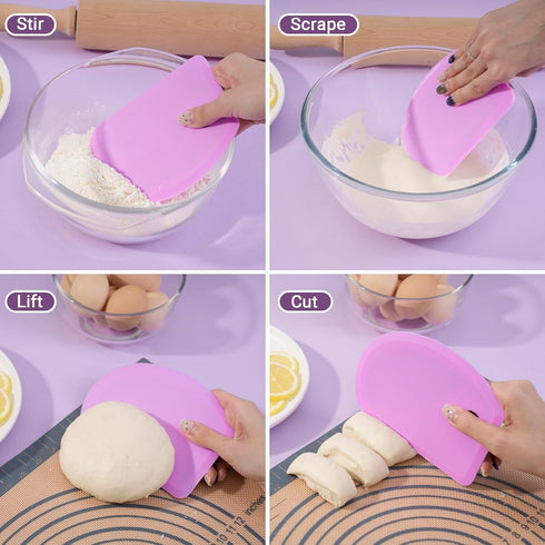 Sapid Silicone Bowl Scraper, Flexible Curved Edge (5.98"×4.3"), Food Grade Dough Scraper for Baking