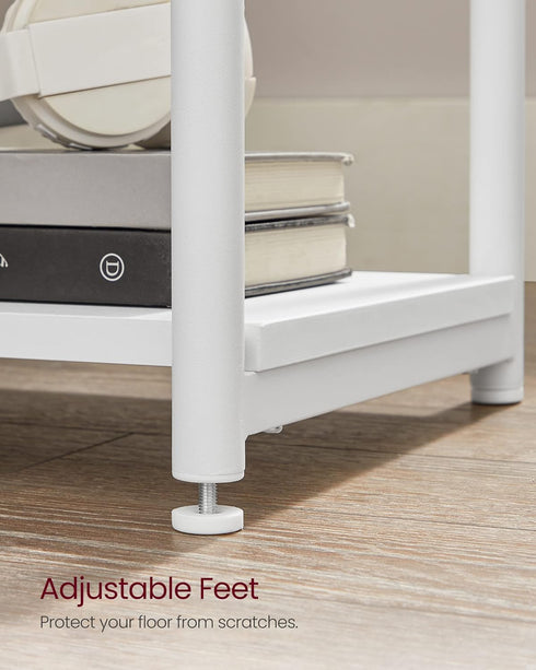 ULET273W14 VASAGLE Side Table, Small End Table, Tall Nightstand for Living Room, Bedroom, Office, Bathroom, White
