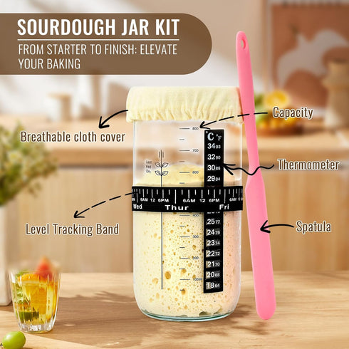 Dotela (8.5" 10") Set Sourdough Starter Kit | Complete Sourdough Bread Baking Supplies & Sour Dough Bread Making Kit