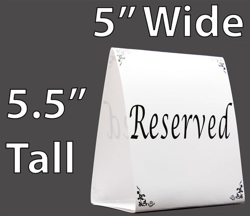 Freestanding Reserved Cards for Wedding Reception Tables, 20 Pk Black and White Design, Elegant Event Decor