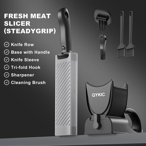 2 4 mm, 17 1 Fresh Meat Slicer with SteadyGrip, Thickness Adjustable or IN Stainless Steel Manual Meat Cutter, Cleaver