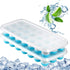 Ice Cube Trays with Easy Release - Odor Free, Spill Resistant Lid, 2 Pack, Stackable 42 Cubes, Silicone (Blue)