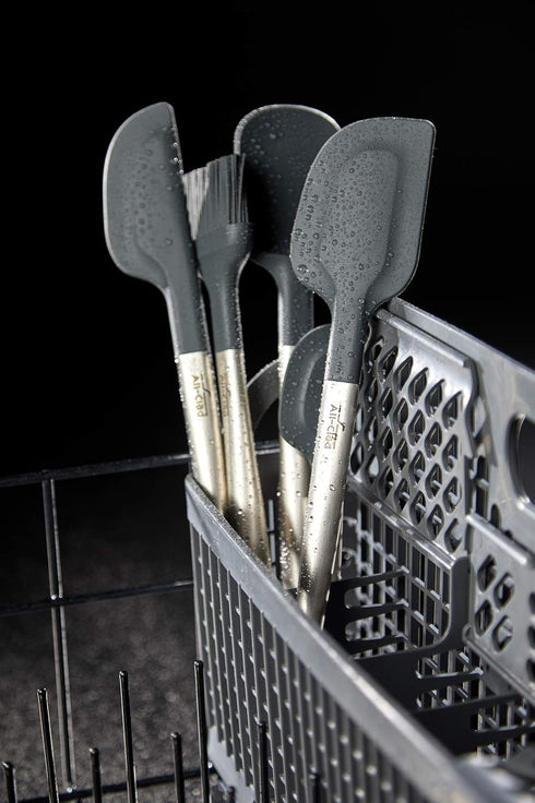 All-Clad Specialty Silicone Kitchen Gadgets Spatula Kitchen Tools, Silver Stainless Steel and Black