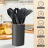 Kitchen Utensils Set of 12 - E-far Silicone Cooking Utensils with Holder, Non-stick & Heat Resistant for Cookware