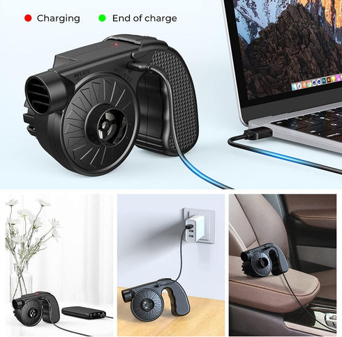 Dr.meter Portable Electric Air Mattress Pump - Rechargeable 4000mAh Battery Quick-Fill Inflator for Camping