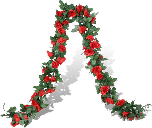 Syhood Artificial Rose Garlands, 14.4 ft Red Flower Vine for Wedding Arch Ceremony Home Garden Decorations