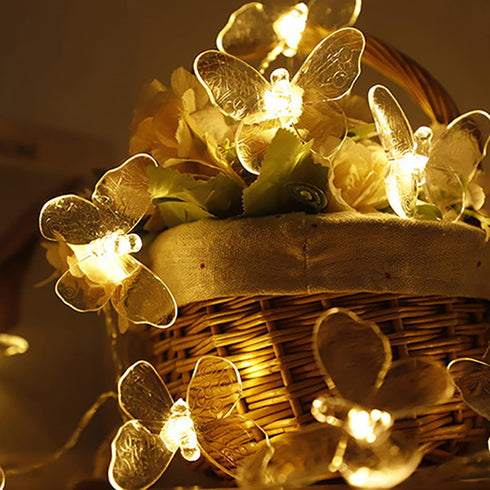 Dragonfly String Lights, 10 Feet 20 LED Retro Style Copper Wire Fairy Lights for Garden Wedding Party Holiday Decoration
