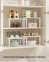 SONGMICS Cabinet Organizer Shelf, Set of 2 Kitchen Counter Shelves, Stackable Expandable Metal and Engineered Wood