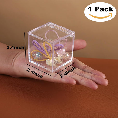 KissYou Clear Acrylic Box with Lid Cute Clip Organizer Dispenser for Desk Organizers Aesthetic Hair Accessories Organizer Easter Gift Box by KissYou